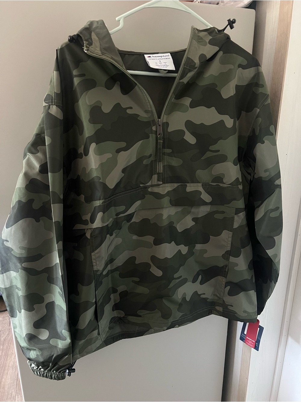Champion Men’s/Unisex Green Camo Half-Zip Hooded Pullover